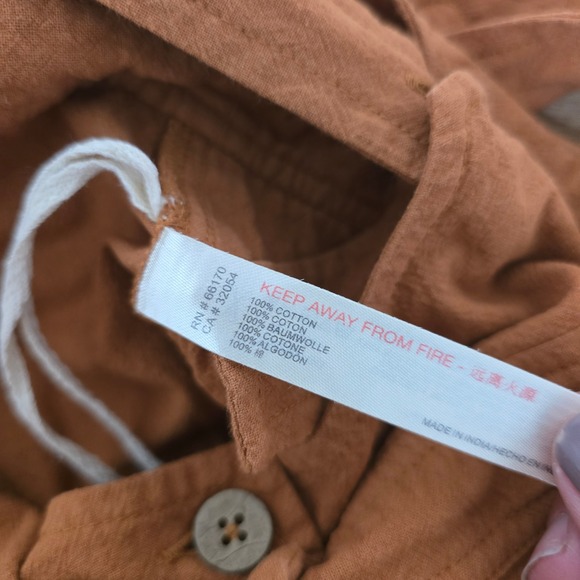 Free People Rust Orange Cotton Suspender Overalls Pleated Trousers Womens Small - Picture 4 of 8